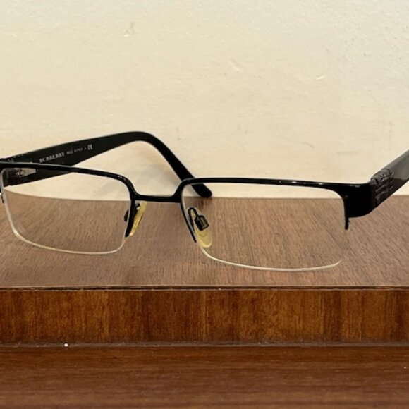 Burberry B1110 1001 Eyeglasses Black Rectangular Half Rim Frame 53-18-140 - Picture 1 of 10
